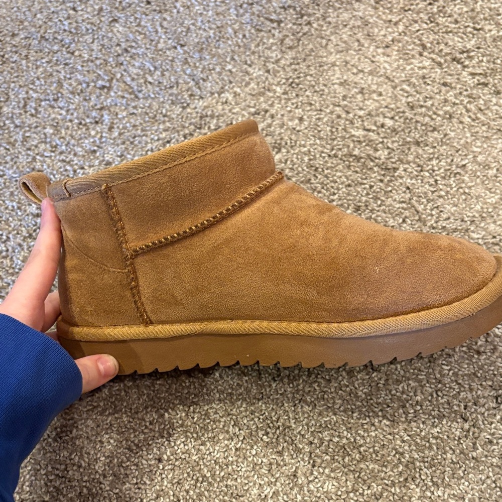 Maurices Chestnut Brown Suede Fleece-Lined Slip-On Slippers - Picture 3 of 5